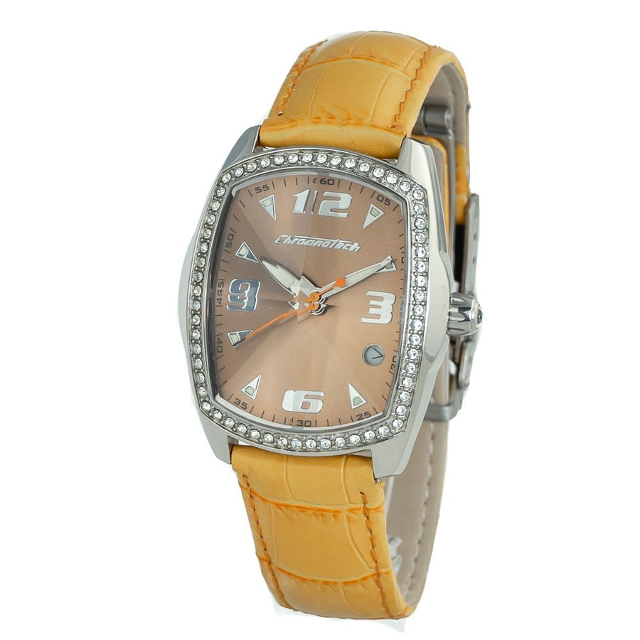 Orange Leather Dress Watch