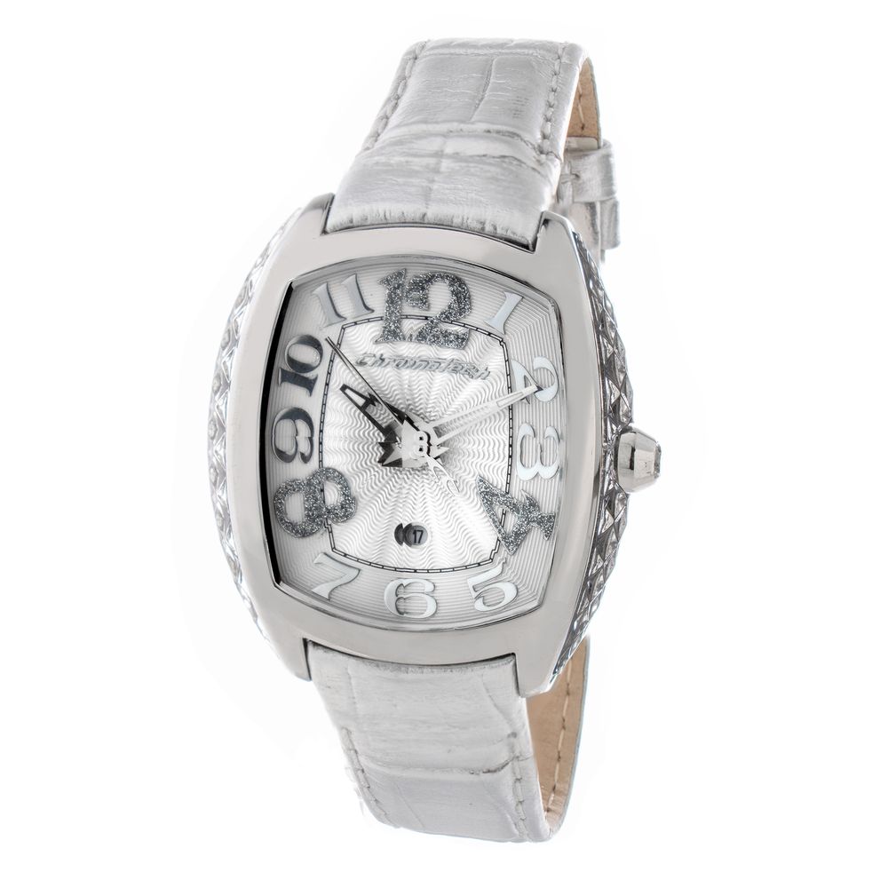 Silver Leather Dress Watch