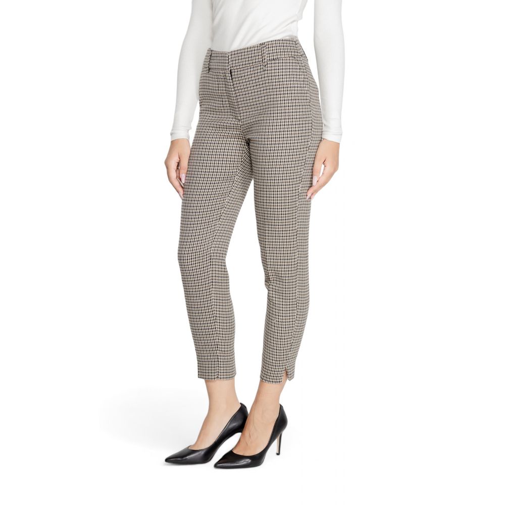 Beige Polyester Casual Pants