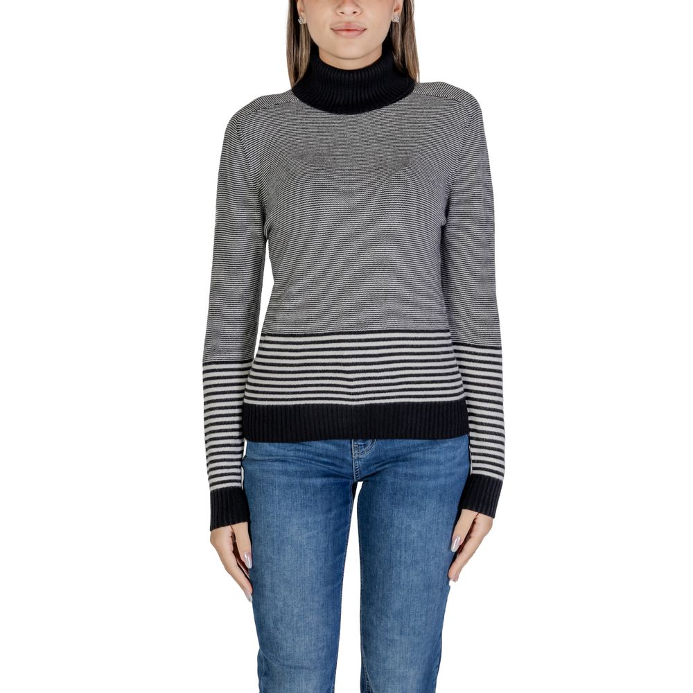 Black And White Viscose Turtleneck