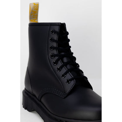 Black Polyester Lace-Up Boots
