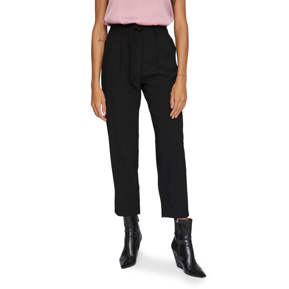 Black Viscose Cropped Pants