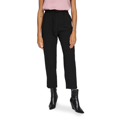 Black Viscose Cropped Pants