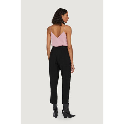Black Viscose Cropped Pants