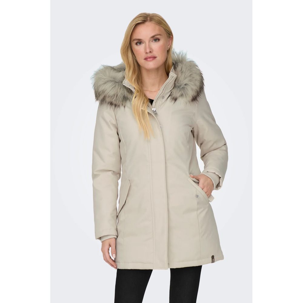 Beige Polyester Parka