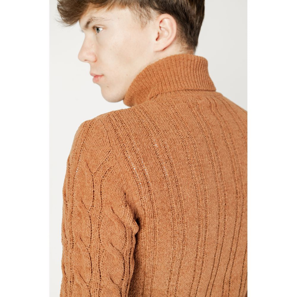Brown Synthetic Turtleneck