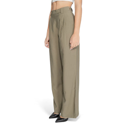 Green Cotton Casual Pants