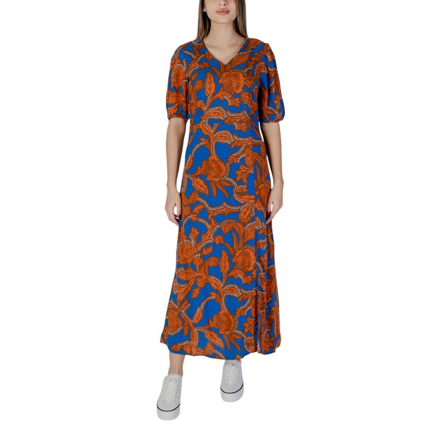Blue Viscose Long Dress