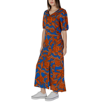 Blue Viscose Long Dress