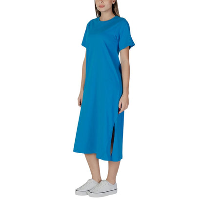 Blue Cotton Midi Dress