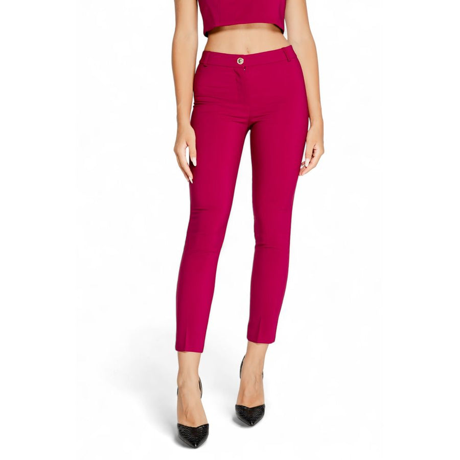 Bordeaux Polyester Casual Pants