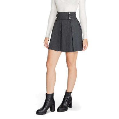 Gray Polyester Mini Skirt