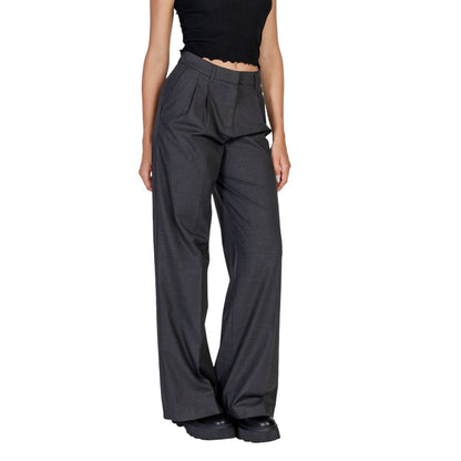 Gray Polyester Casual Pants
