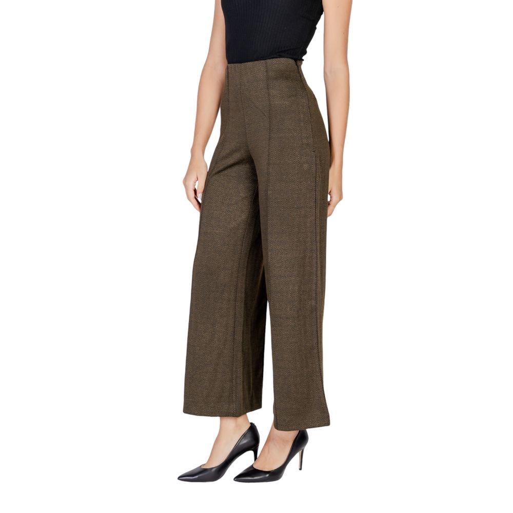 Green Polyester Casual Pants