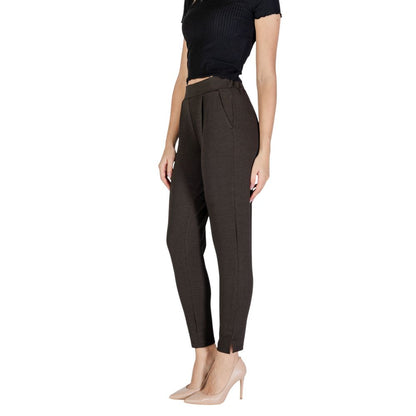 Brown Polyester Casual Pants