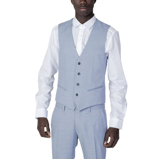 Blue Polyester Waistcoat