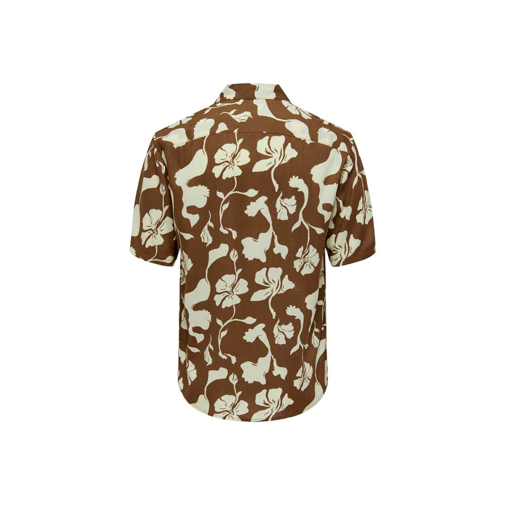 Brown Viscose Shortsleeve Shirt