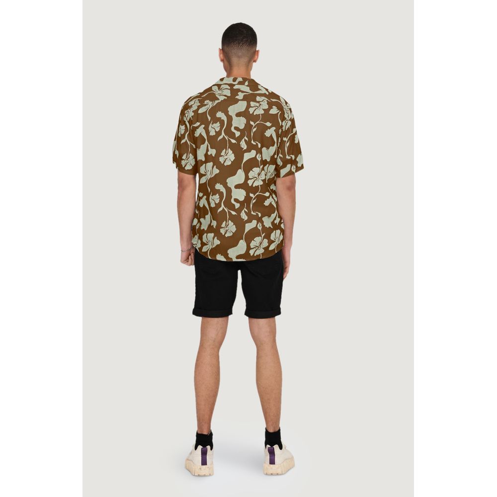 Brown Viscose Shortsleeve Shirt