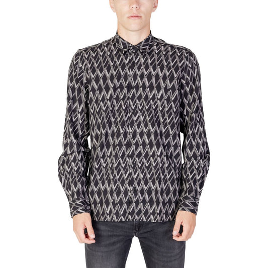 Black Cotton Pattern Shirt