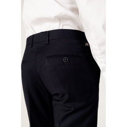 Blue Polyester Dress Pants