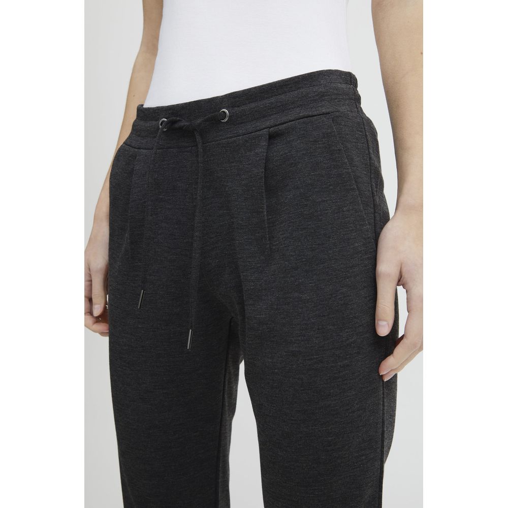 Gray Polyester Casual Pants