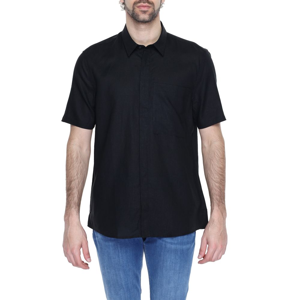 Black Linen Shortsleeve Shirt