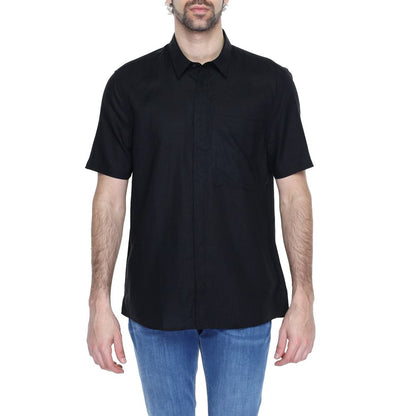 Black Linen Shortsleeve Shirt