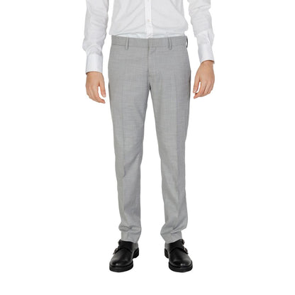 Gray Polyester Dress Pants