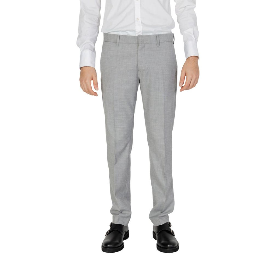 Gray Polyester Dress Pants