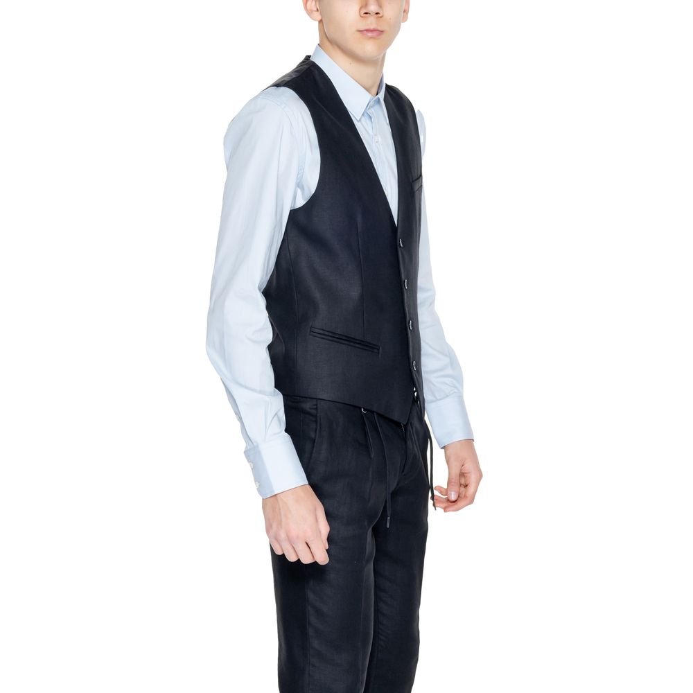 Black Linen Waistcoat
