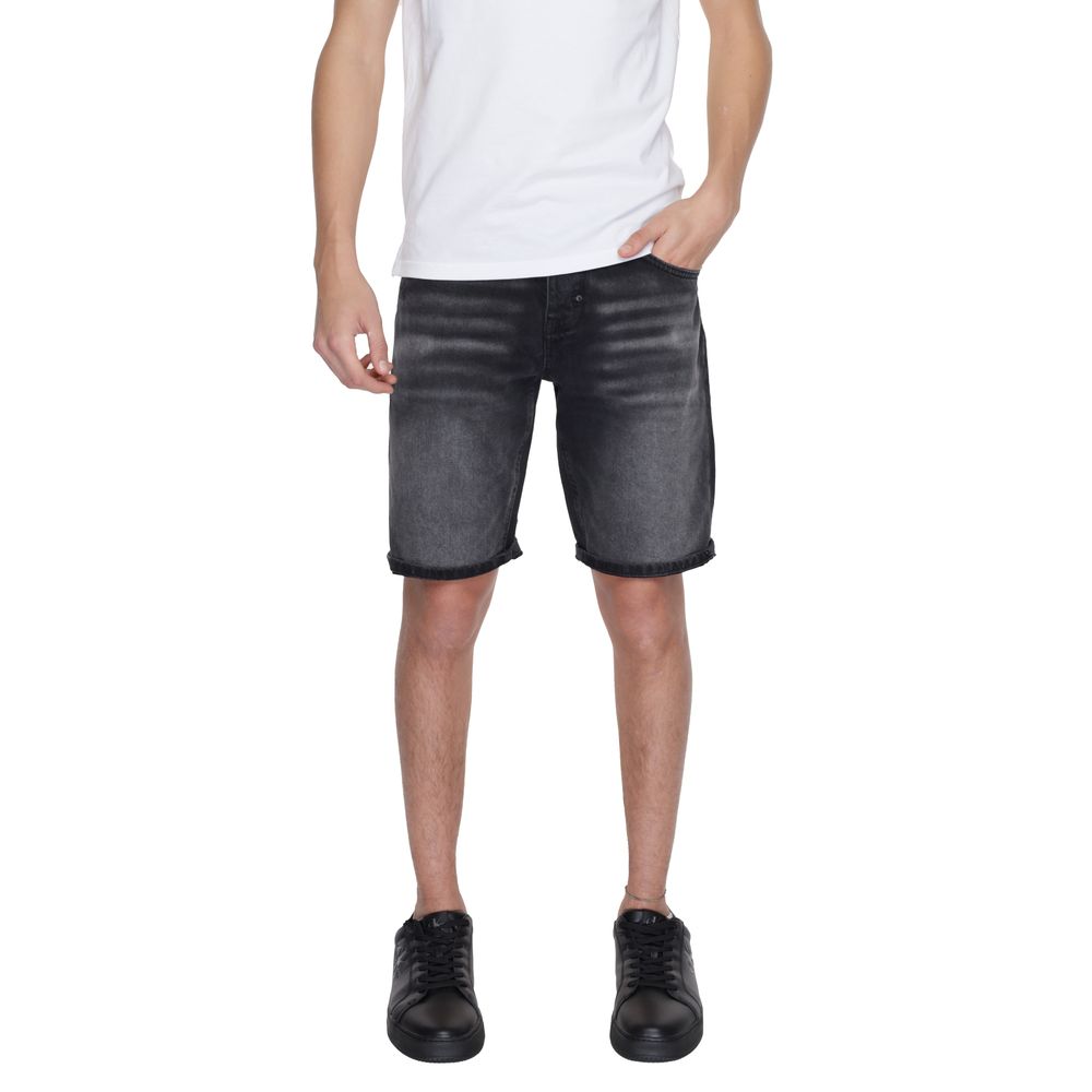 Black Cotton Bermuda Shorts