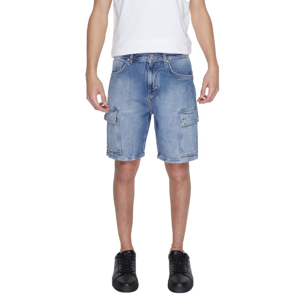 Blue Cotton Bermuda Shorts