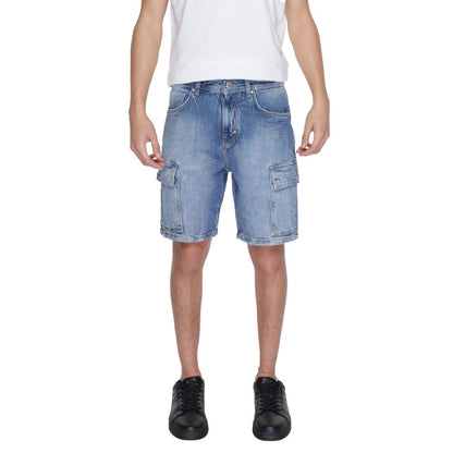 Blue Cotton Bermuda Shorts