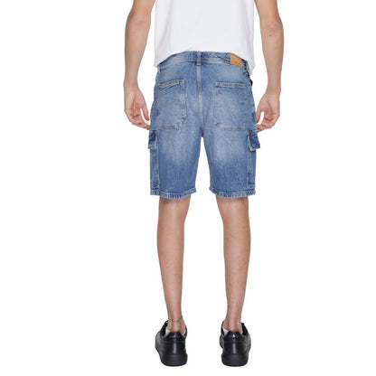 Blue Cotton Bermuda Shorts