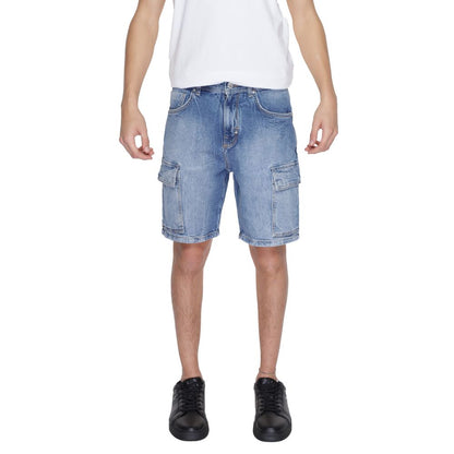 Blue Cotton Bermuda Shorts