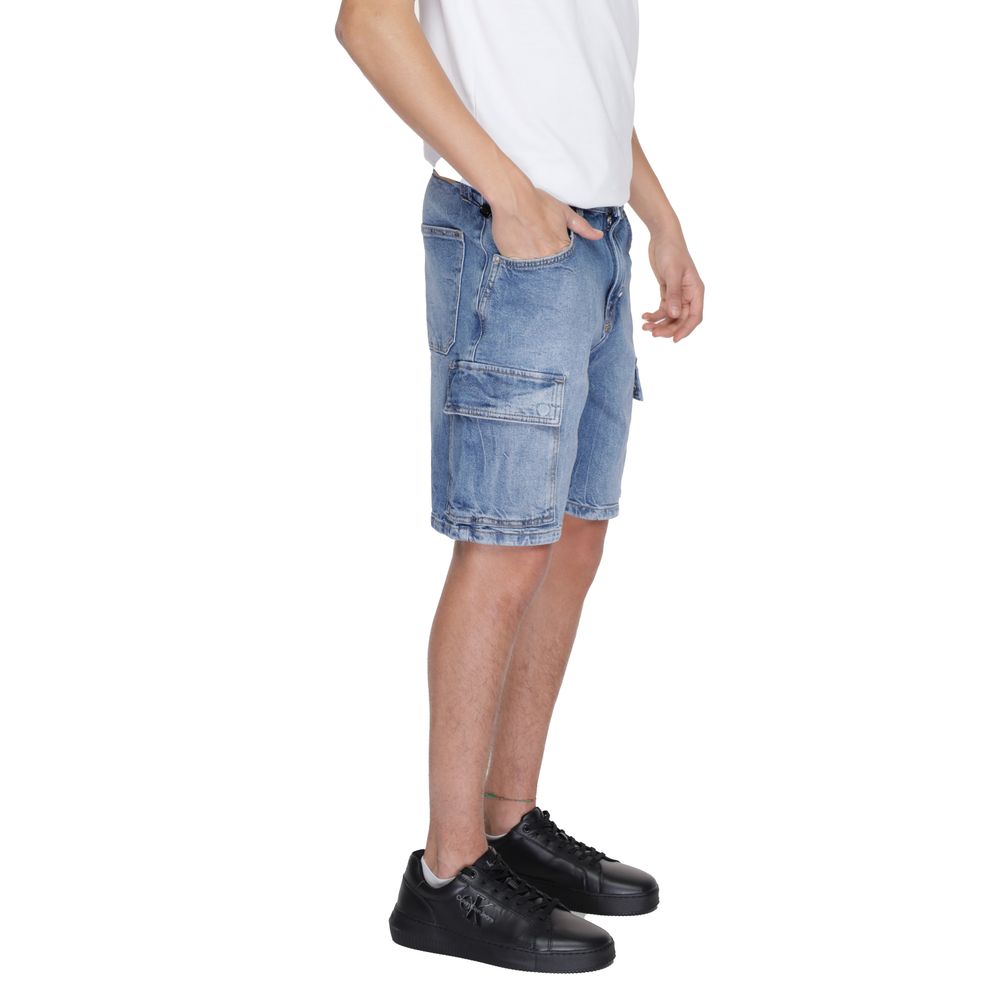Blue Cotton Bermuda Shorts
