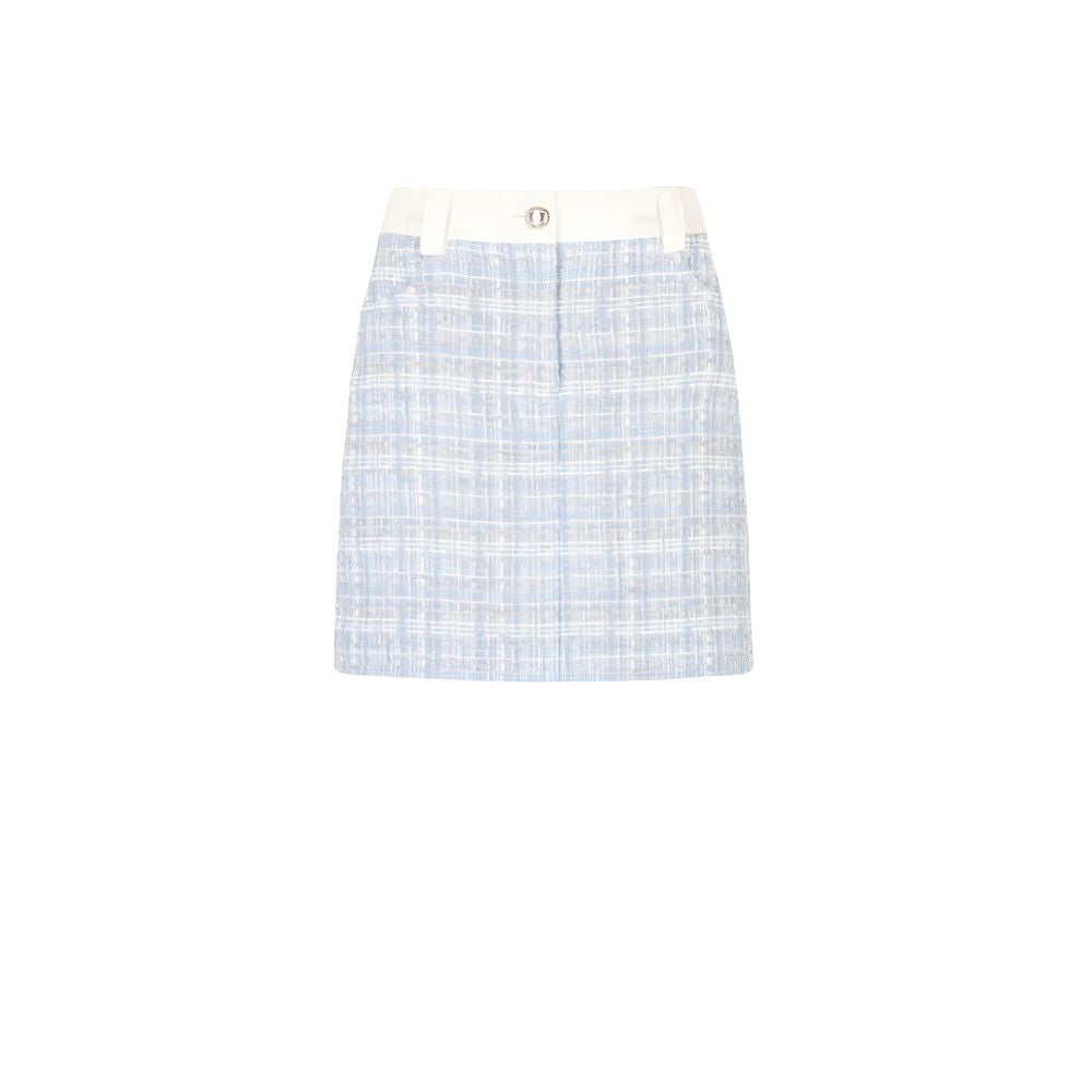 Blue Polyester Mini Skirt