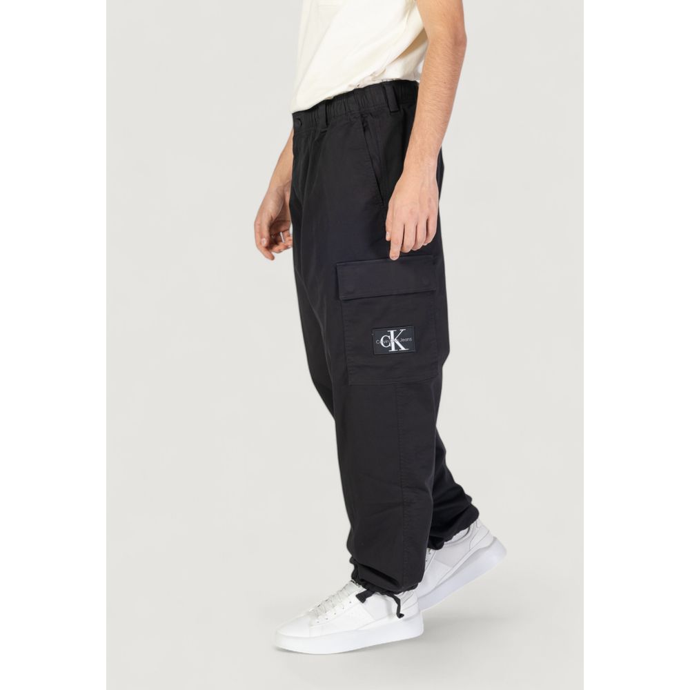 Black Recycled Cotton Cargo Pants