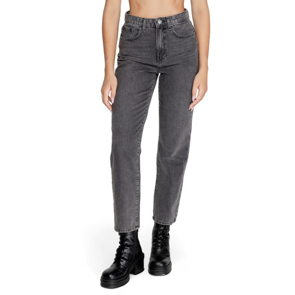 Gray Cotton Mom Jeans