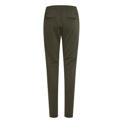Green Polyester Casual Pants