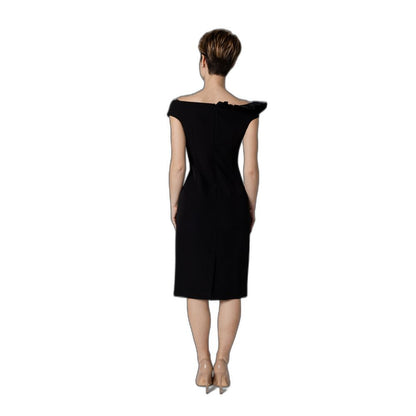 Black Polyester Midi Dress