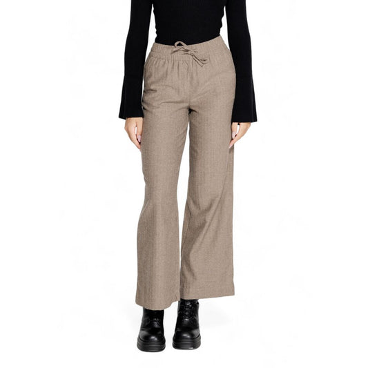 Brown Cotton Casual Pants