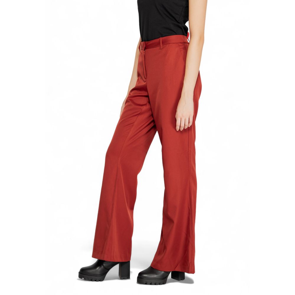 Red Polyester Pant