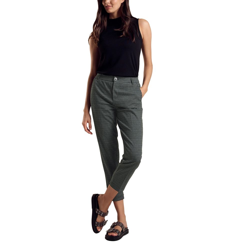 Green Polyester Chino Pants