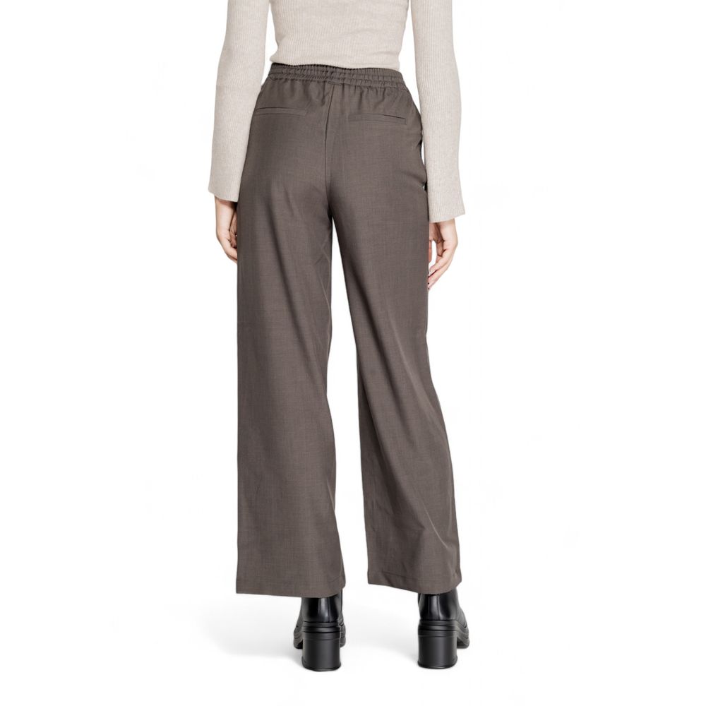 Gray Polyester Casual Pants