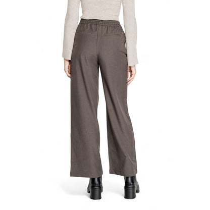 Gray Polyester Casual Pants