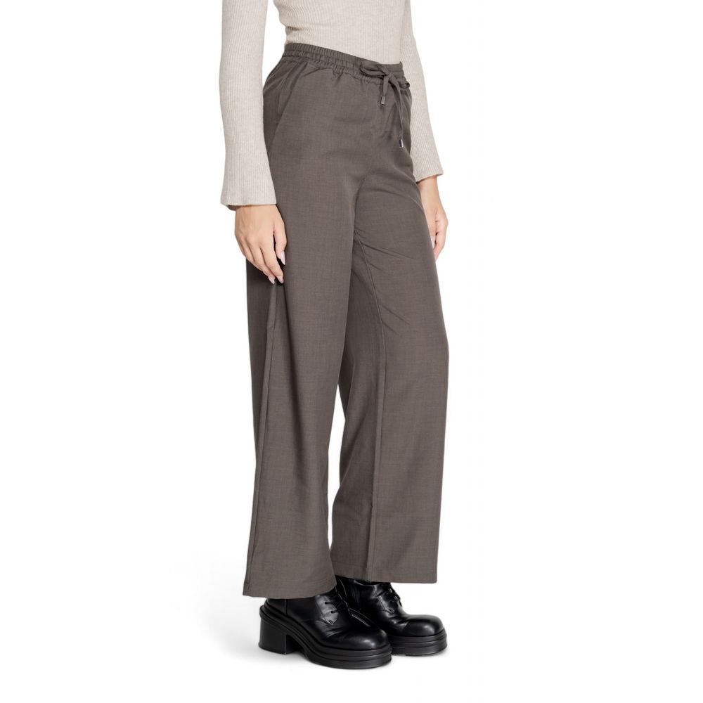 Gray Polyester Casual Pants