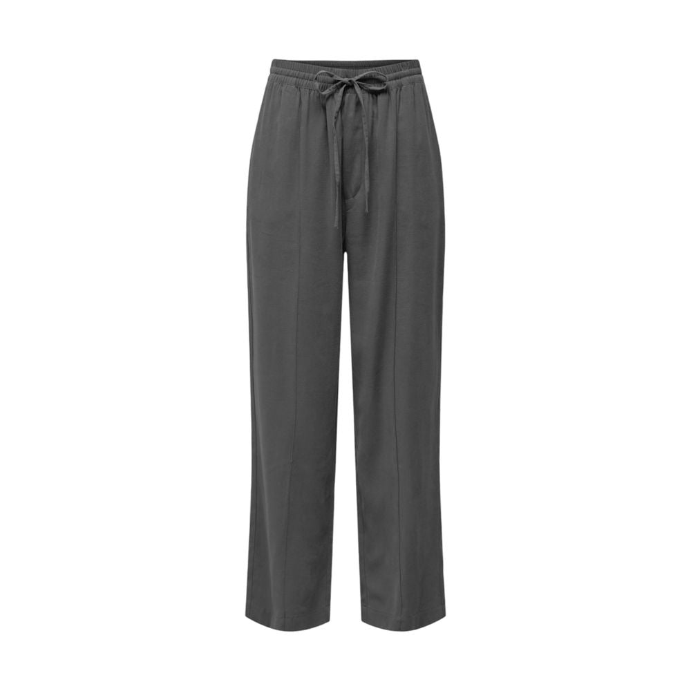 Gray Viscose Casual Pants