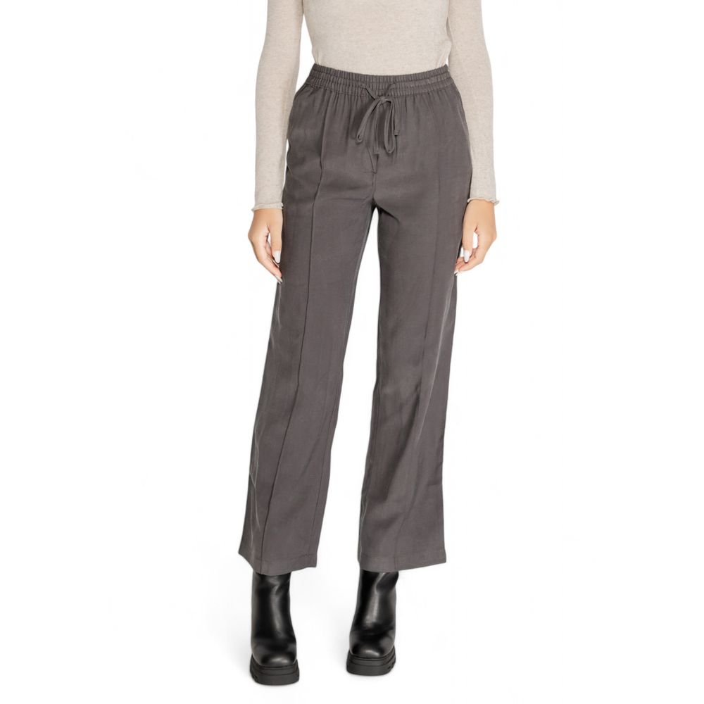 Gray Viscose Casual Pants