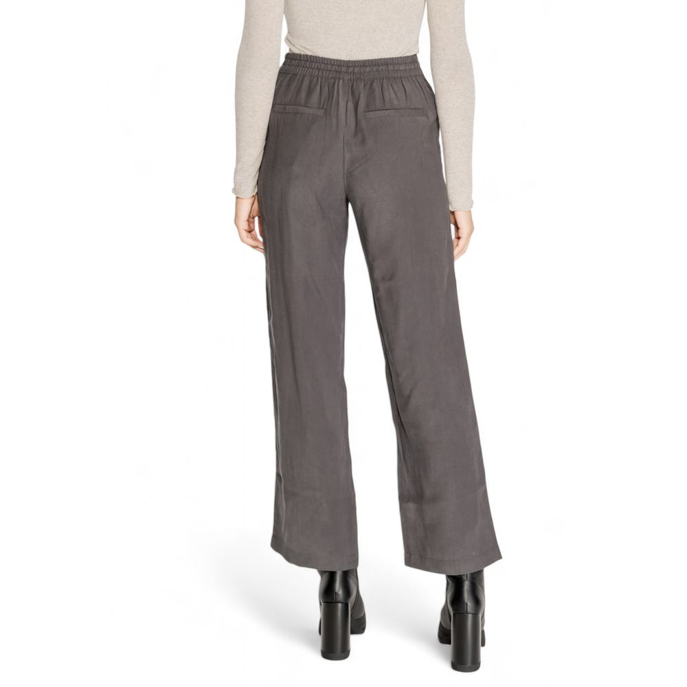 Gray Viscose Casual Pants